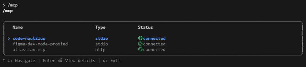 コマンドで一覧が表示されます。